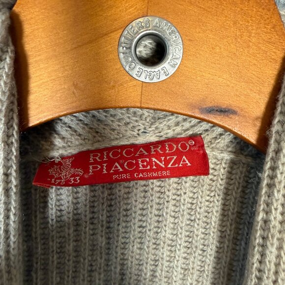 Riccardo Piacenza 100% Cashmere Cardigan Light Brown Chunky Ribbed Old Money M - Picture 3 of 11